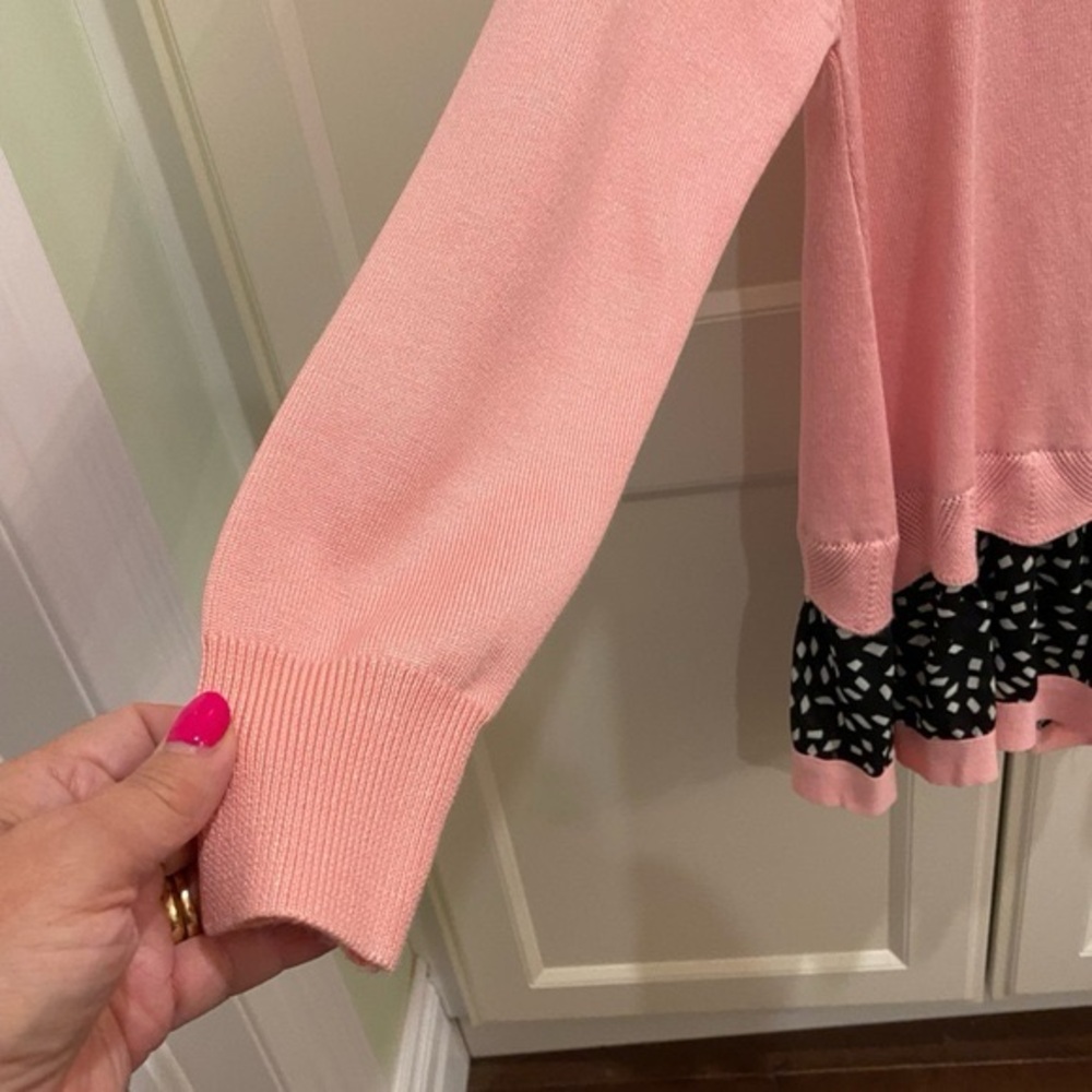 NWT KOREAN PINK SWEATER WITH GAUZY ALONG THE BOTTOM AND THIS AREA OPENS TO BACK - Picture 5 of 6